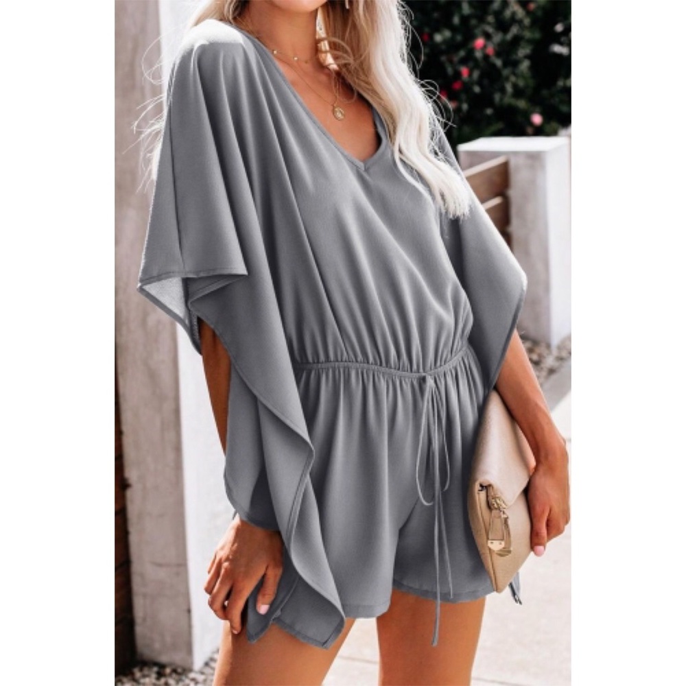 •Born To Fly Kimono Style Grey Romper• - Picture 5 of 7